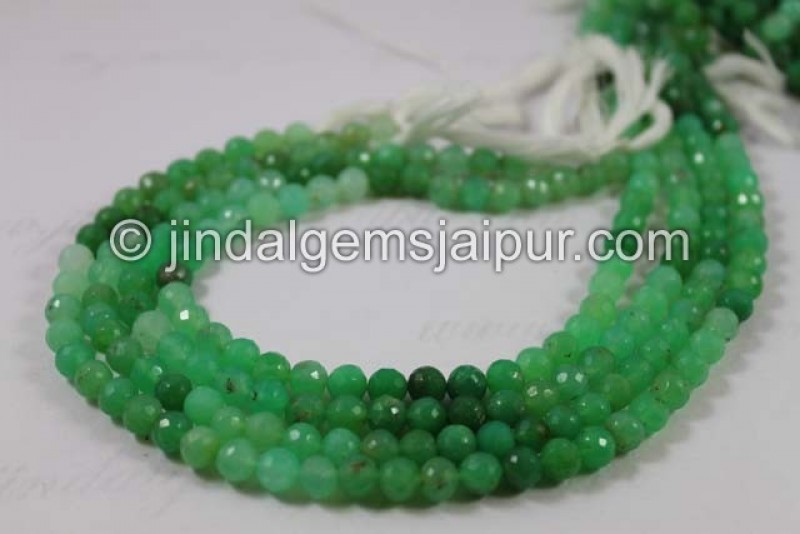 Chrysoprase Far Faceted Round Shape Beads